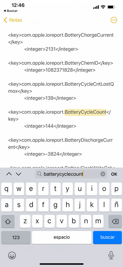 Ciclos de batería en los logs del iPhone