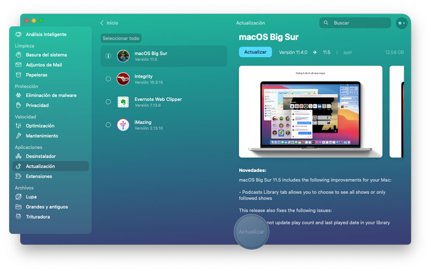 Actualizar todas las apps con CleanMyMac X
