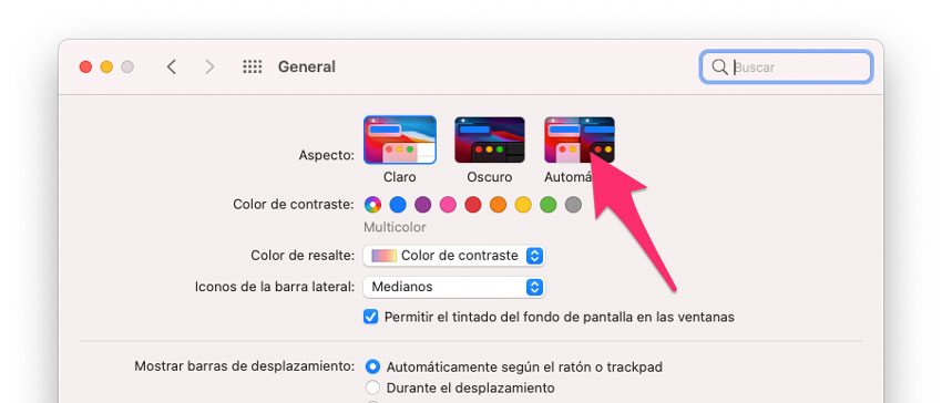 Modo Oscuro automático en Mac