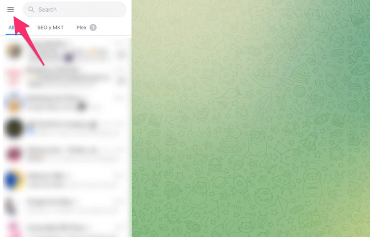 Acceder a los ajustes de Telegram en su versión web